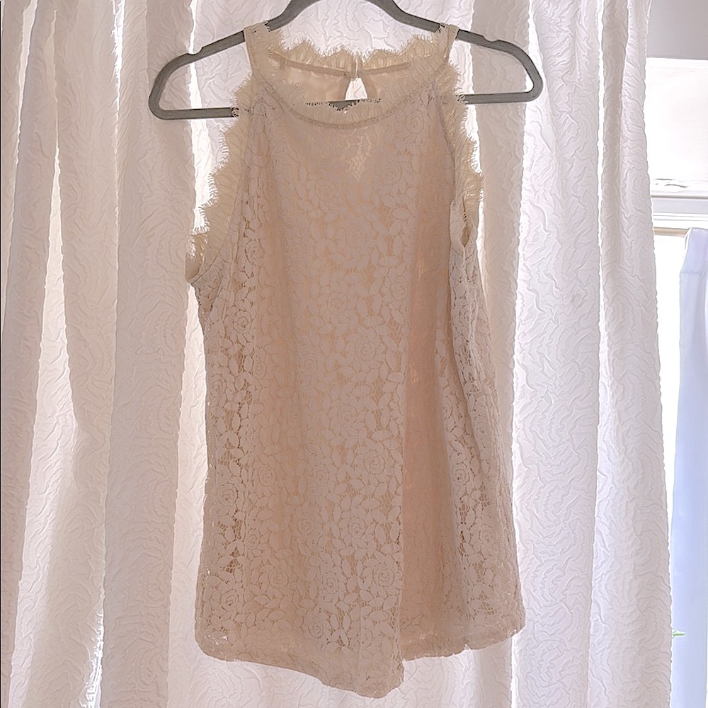 Elegant Cream Lace Sleeveless Top